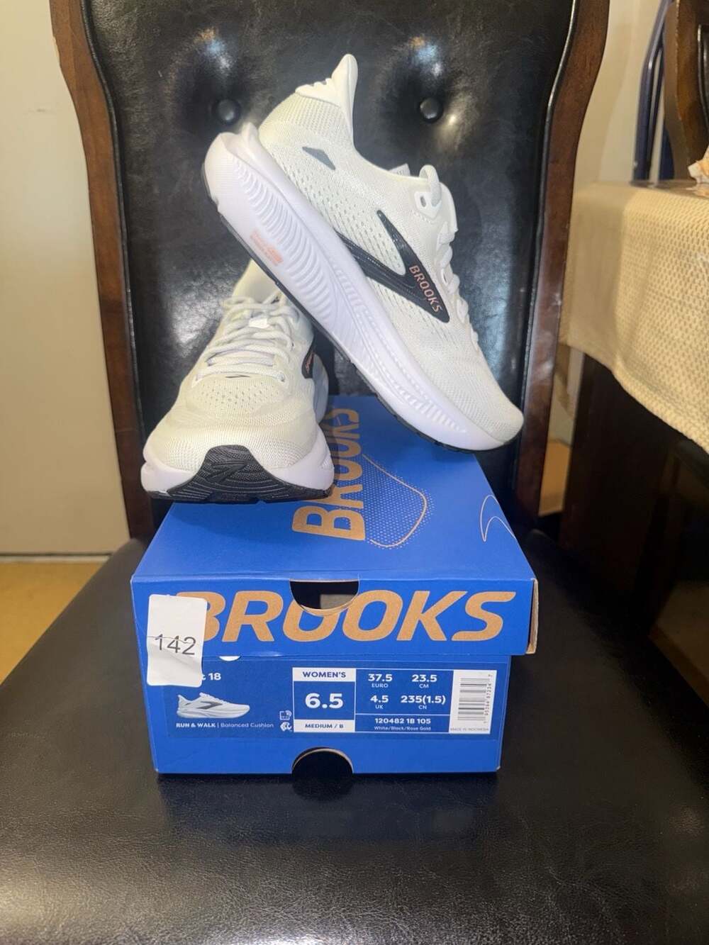 Brooks Women's Ghost 18 Running Shoes White/Black/Rose Gold